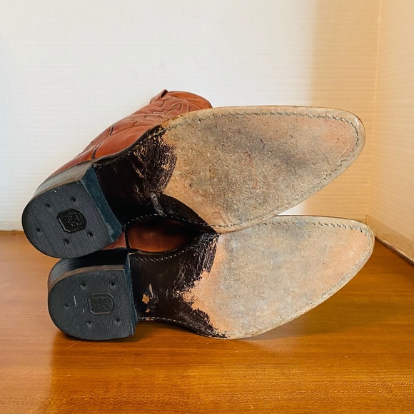 Vintage Dan Post Marlboro Mens Leather USA Hand Made Western Boots, 9D. - Picture 5 of 9